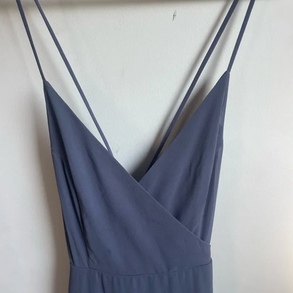 Lulu’s NWT Lace Up High Low Maxi Dress Granite Blue Dress Formal Medium J - Picture 6 of 8